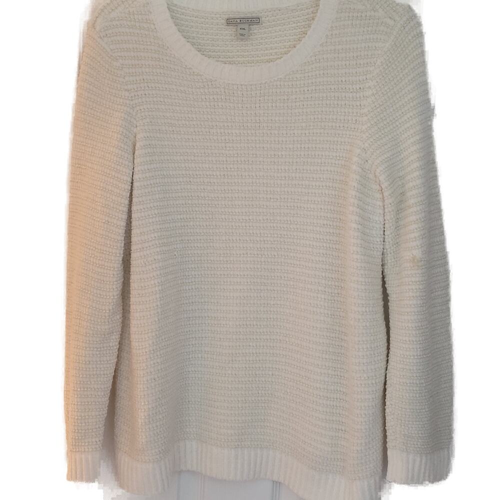 Dana Buchman Soft Off-White Sweater Gold Accents XXL Long Sleeve‎ Oversized Knit